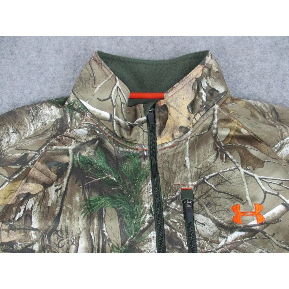 Under Armour Sweatshirt Men 2XL Brown Real Tree Camo 1/4 Zip Cold Gear Sweater